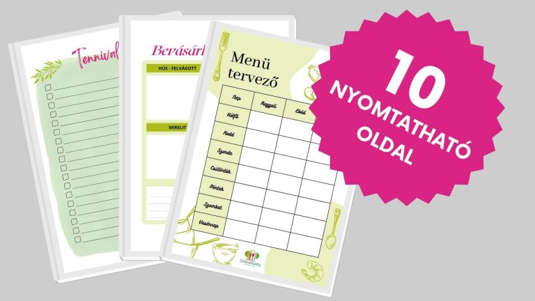 ingyen letölthető és kinyomtatható menütervezők